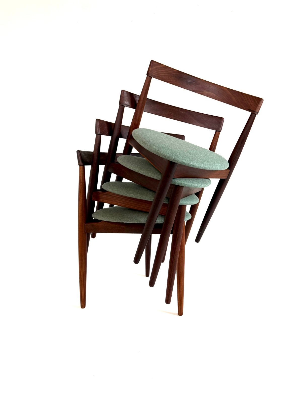 4x gerestaureerde ‘Roundette’ stoelen, Frem Rølje ‘60