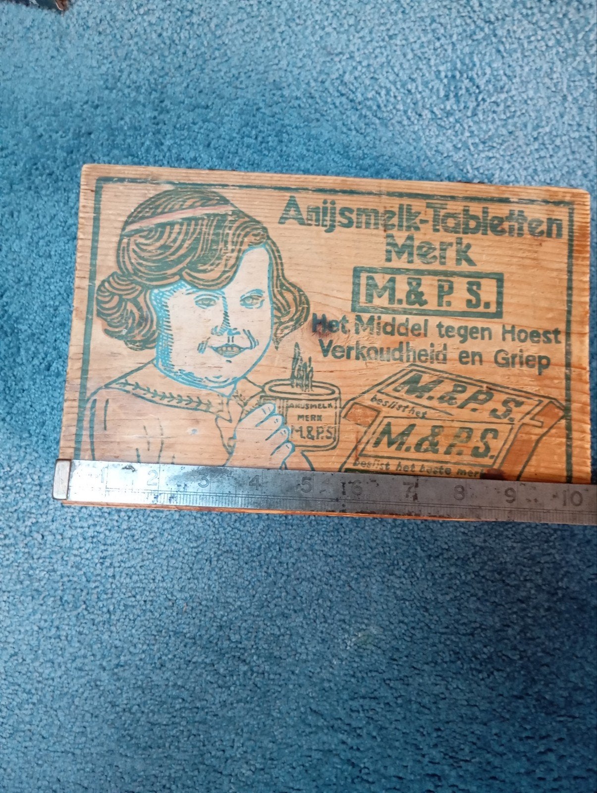 Vintage Houten Doos Anijnmelk Tabletten M&PS Hoest Griep, Ophalen of Verzenden
