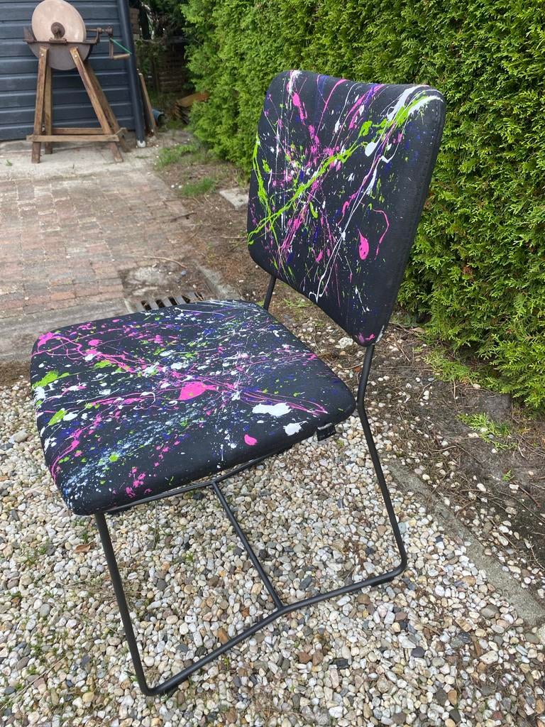 Handgeschilderde bert plantagie stoel, Overige kleuren, Ophalen of Verzenden, Zo goed als nieuw, Metaal