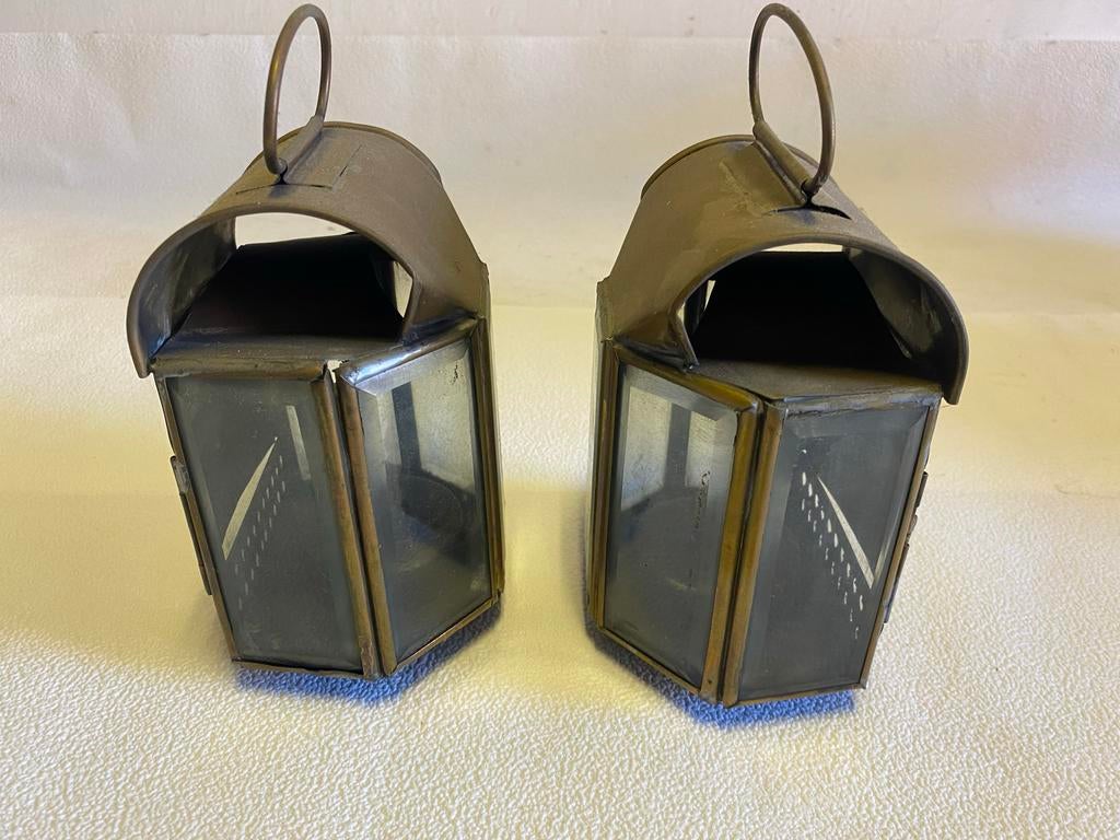 Twee oude koperen lantaarns, Antiek en Kunst, Antiek | Lampen, Ophalen