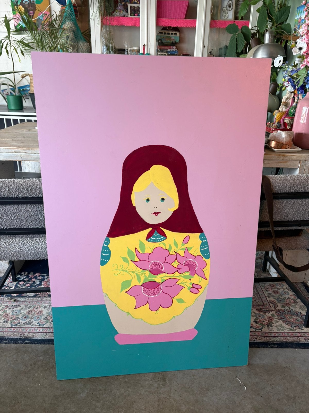 Groot schilderij Baboushka Baboesjka kinderkamer, Ophalen, Gebruikt, Handgemaakt, Wanddecoratie
