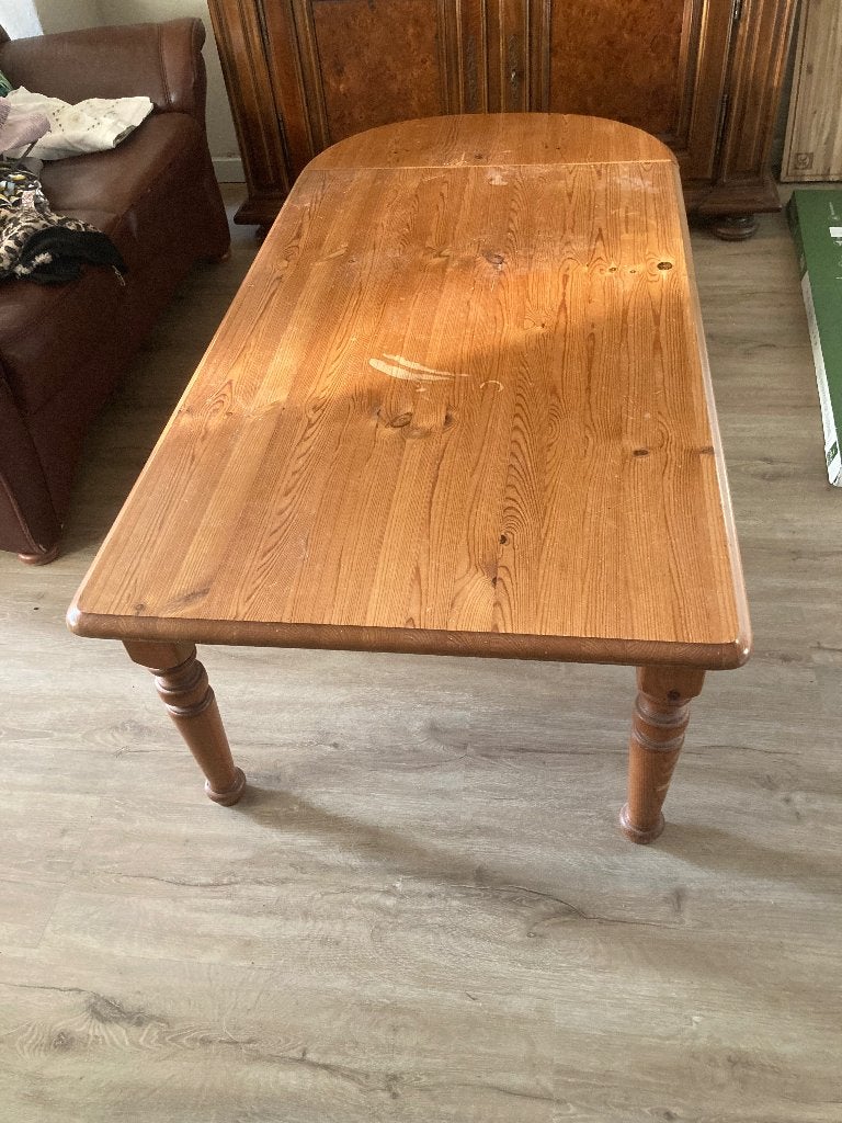 Salontafel met uitklapblad, Gebruikt, 100 tot 150 cm, Overige vormen, Grenenhout