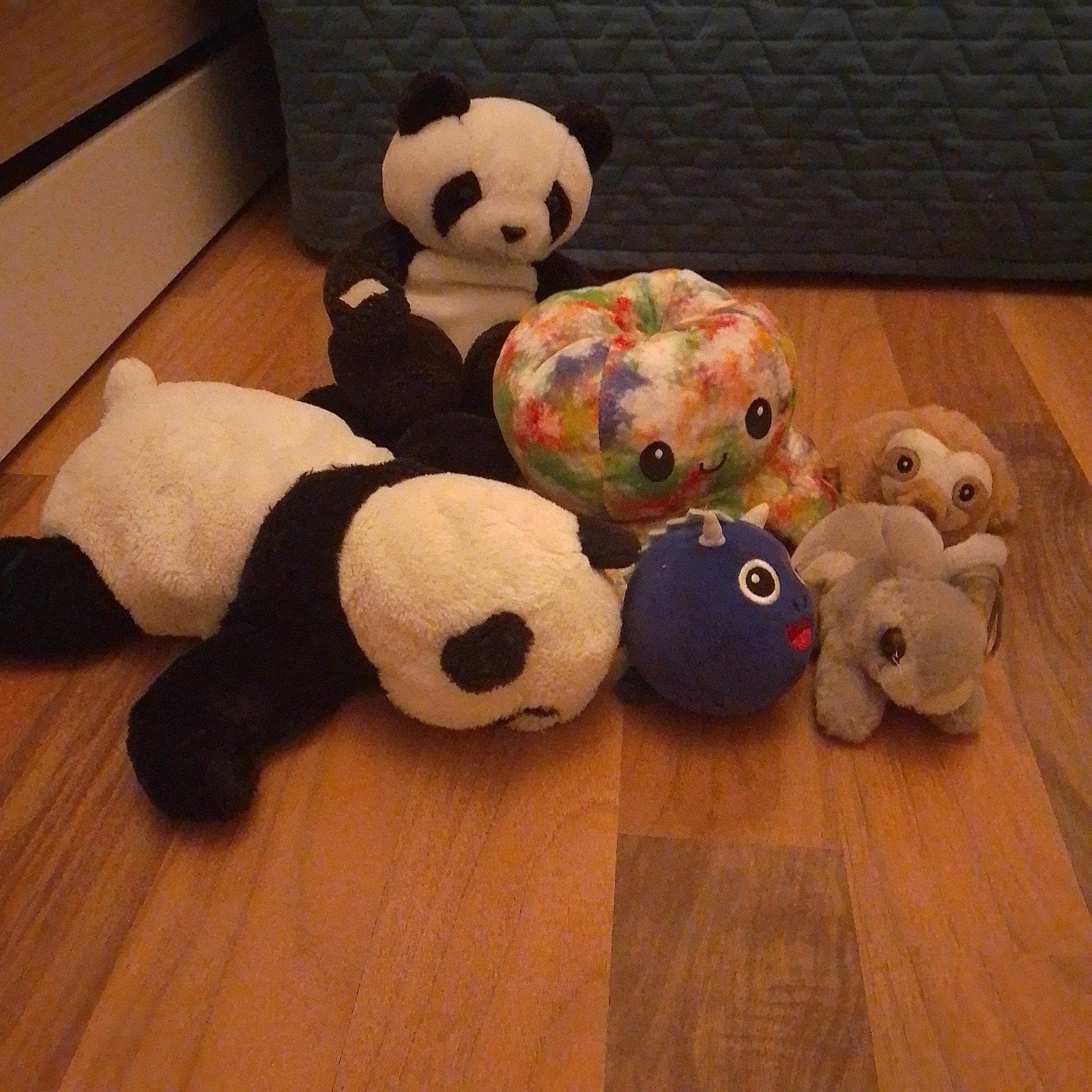 5 leuke knuffels, waaronder panda's en een octopus, Gebruikt, Beer, Zwart, Ophalen of Verzenden