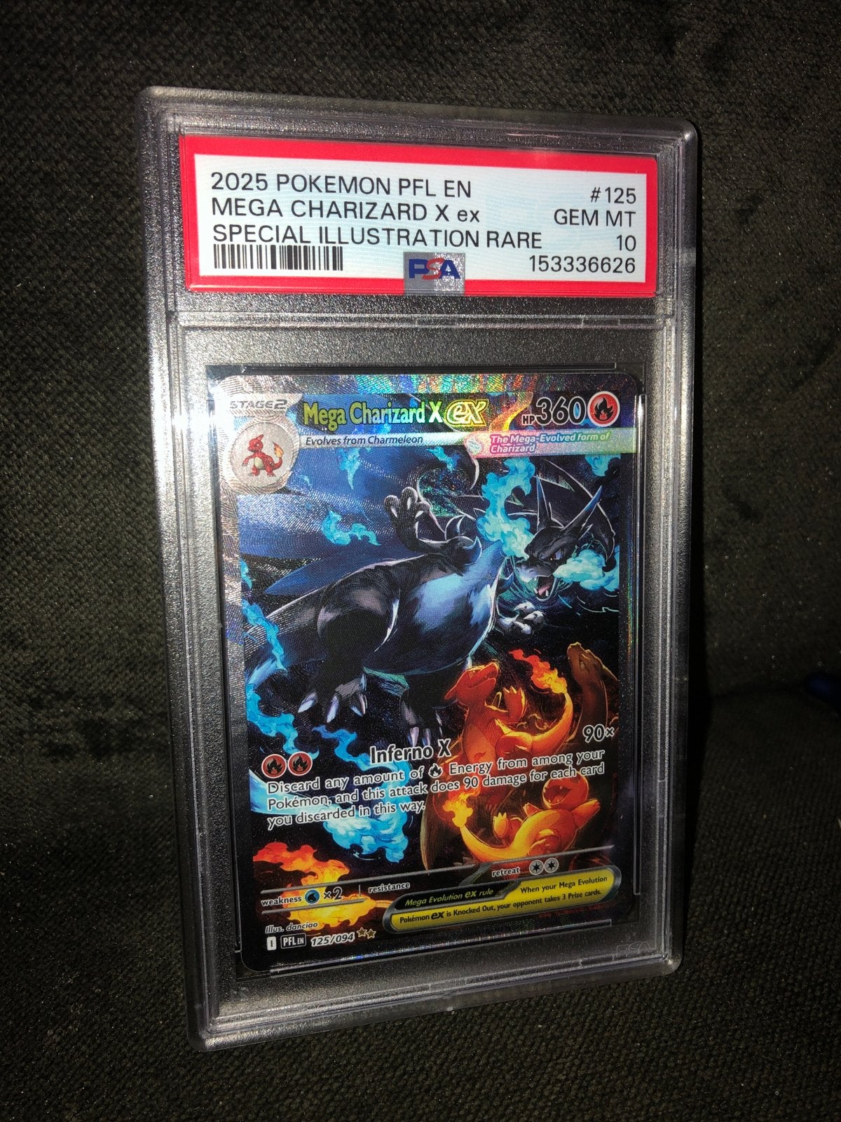 Mega Charizard X EX 125/094 PSA 10 Pokémon Kaart, Ophalen of Verzenden, Zo goed als nieuw, Losse kaart