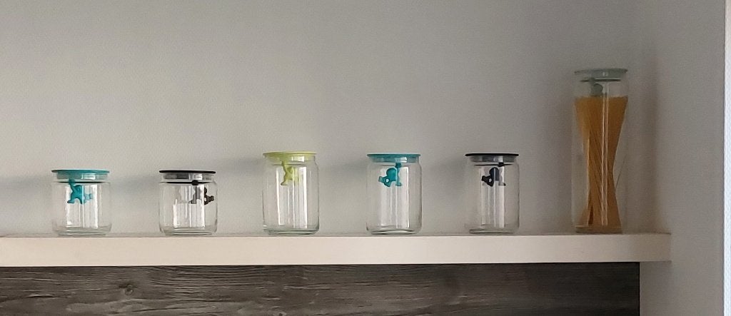 Alessi Gianni 6 voorraadpotten glas, Ophalen, Glas, Zo goed als nieuw, Voorraadpot