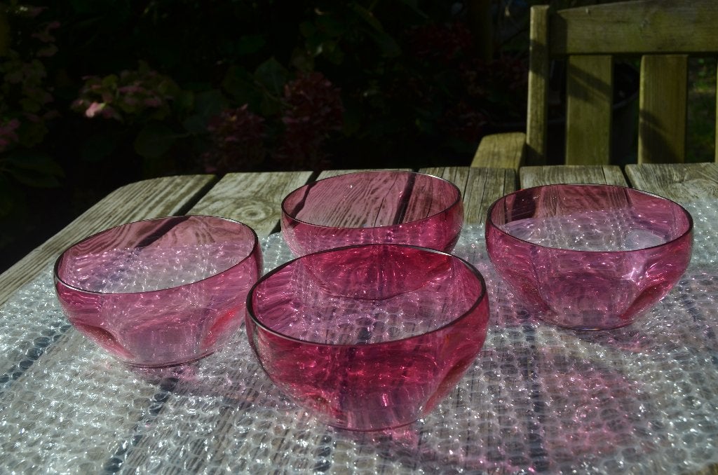4 Cranberry-kleurige coupes, Antiek en Kunst, Antiek | Glas en Kristal, Ophalen of Verzenden