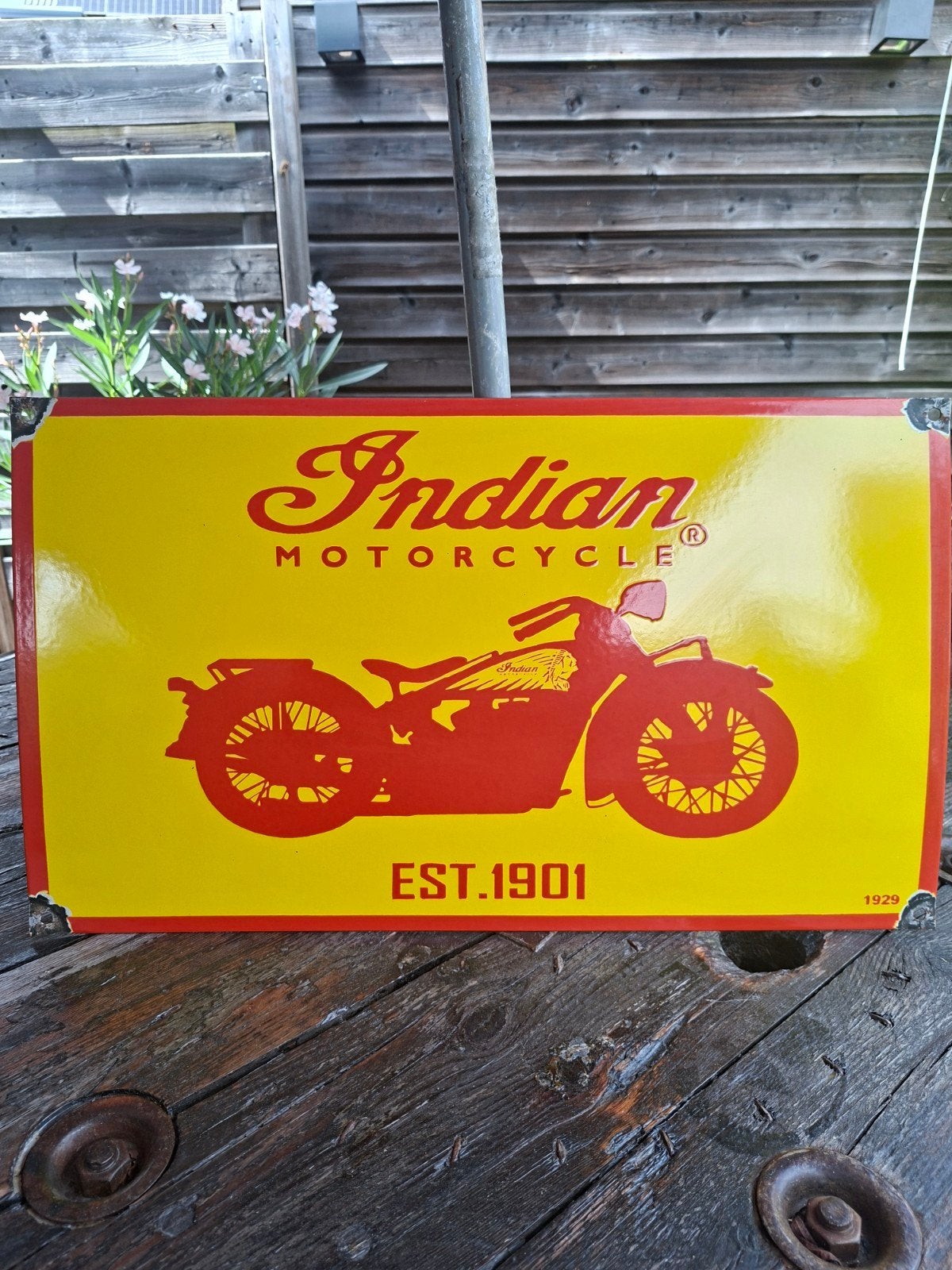 indian motorcycles emaille reclamebord, Ophalen of Verzenden, Gebruikt, Reclamebord
