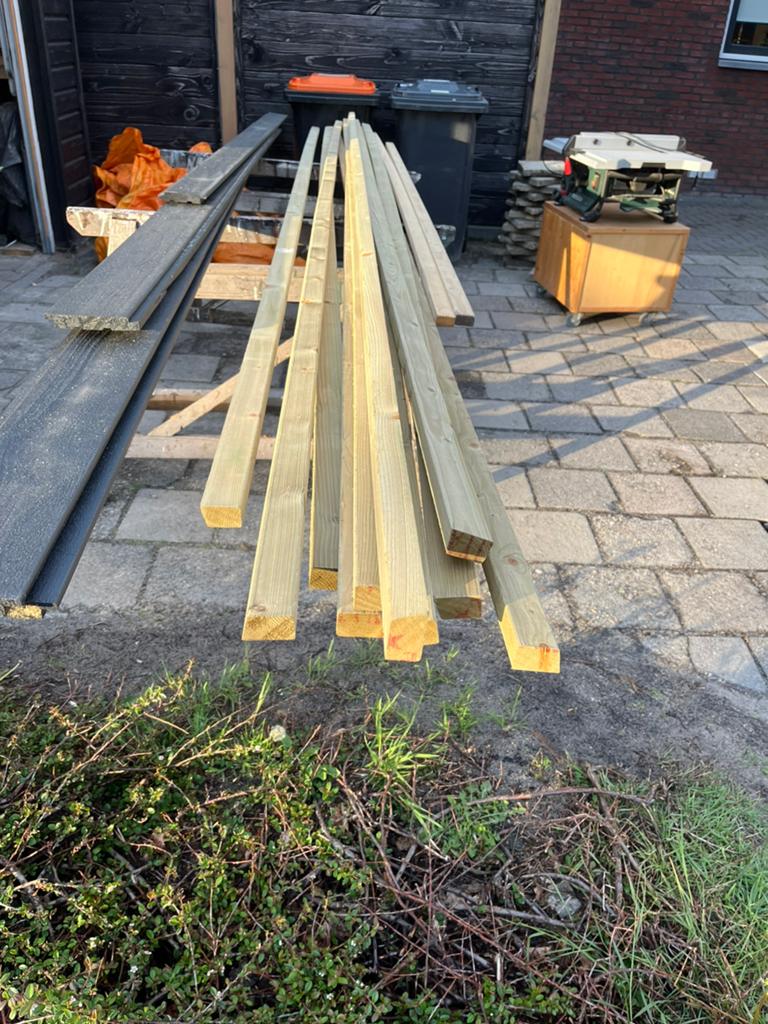 Geimpregneerde latten voor regelwerk. 450cm, Doe-het-zelf en Verbouw, Hout en Planken, 25 tot 50 mm, Plank, 300 cm of meer, Overige houtsoorten