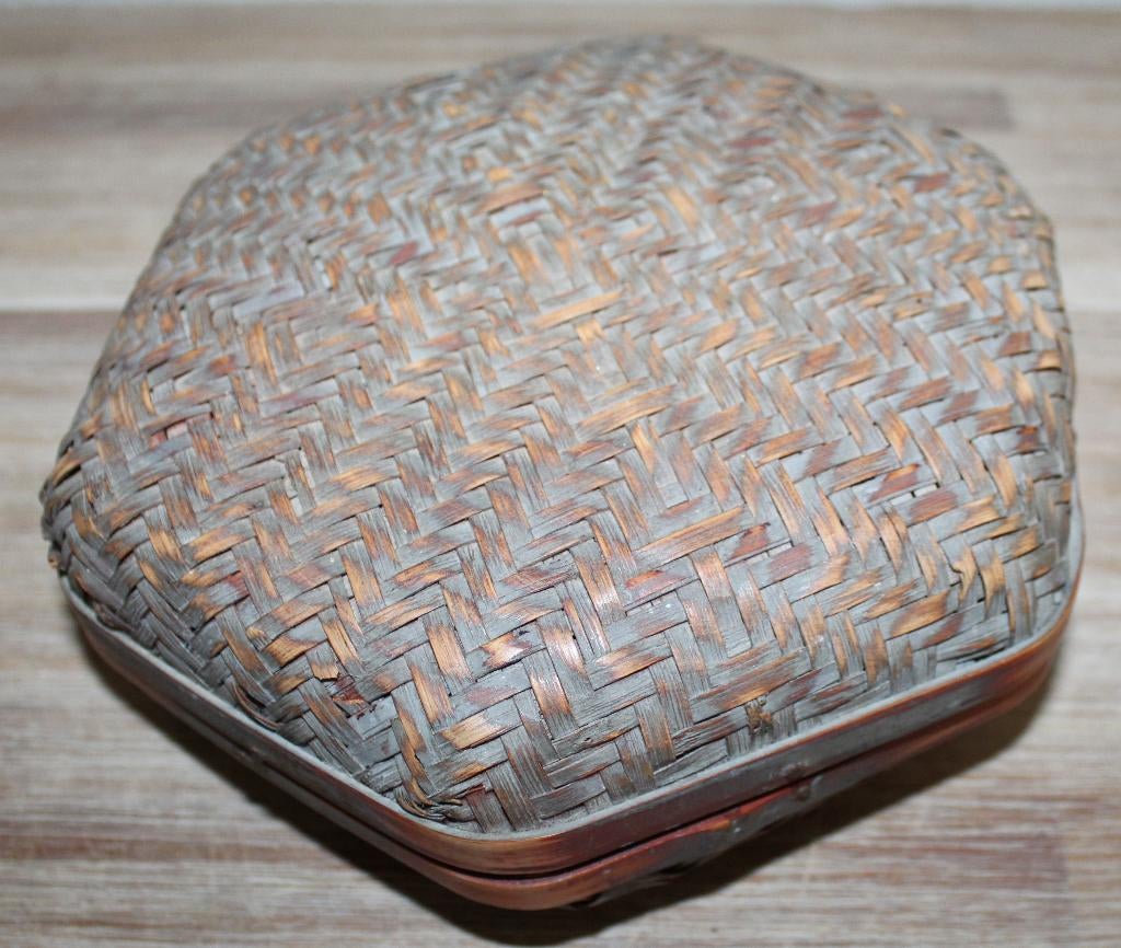 Vintage Aziatische rotan/bamboe opbergdoos, Ophalen of Verzenden