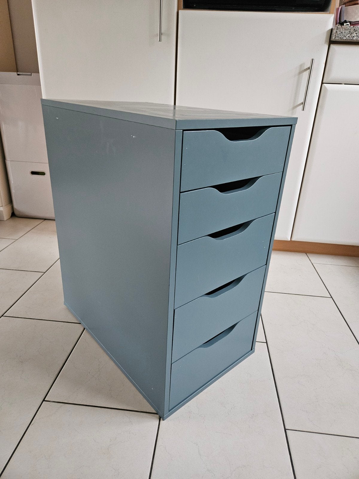 IKEA Alex ladeblok met 5 laden - groen/turquoise, Ophalen, Minder dan 50 cm, Gebruikt, 5 laden of meer