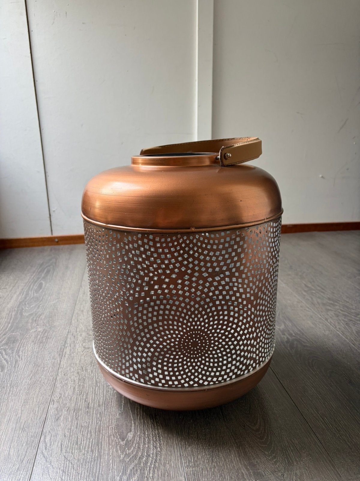 Windlicht koperkleur, Windlicht, 38 cm, Ophalen of Verzenden, Zo goed als nieuw
