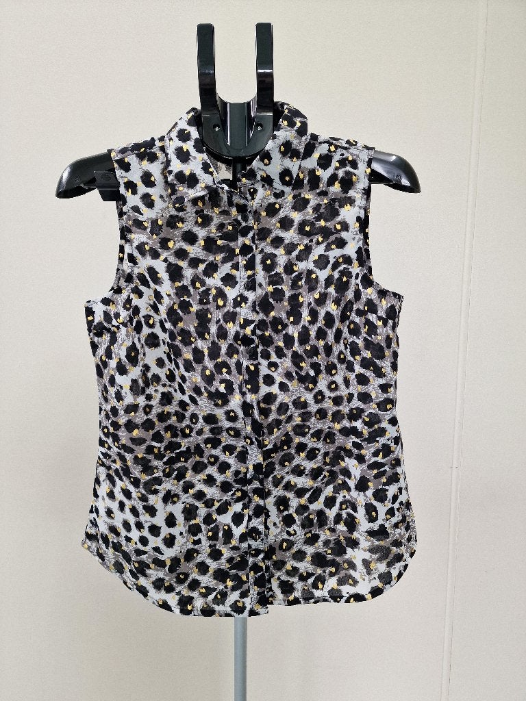 Blouse panterprint goud details maat M, Ophalen of Verzenden, Zo goed als nieuw, Maat 38/40 (M), Zwart