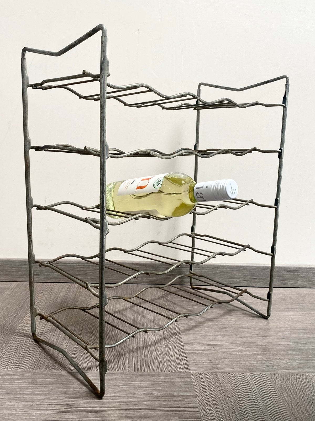 Vintage metalen wijnrek voor 20 flessen - 43x50x23 cm, Ophalen, Gebruikt, 15 tot 25 flessen, Metaal