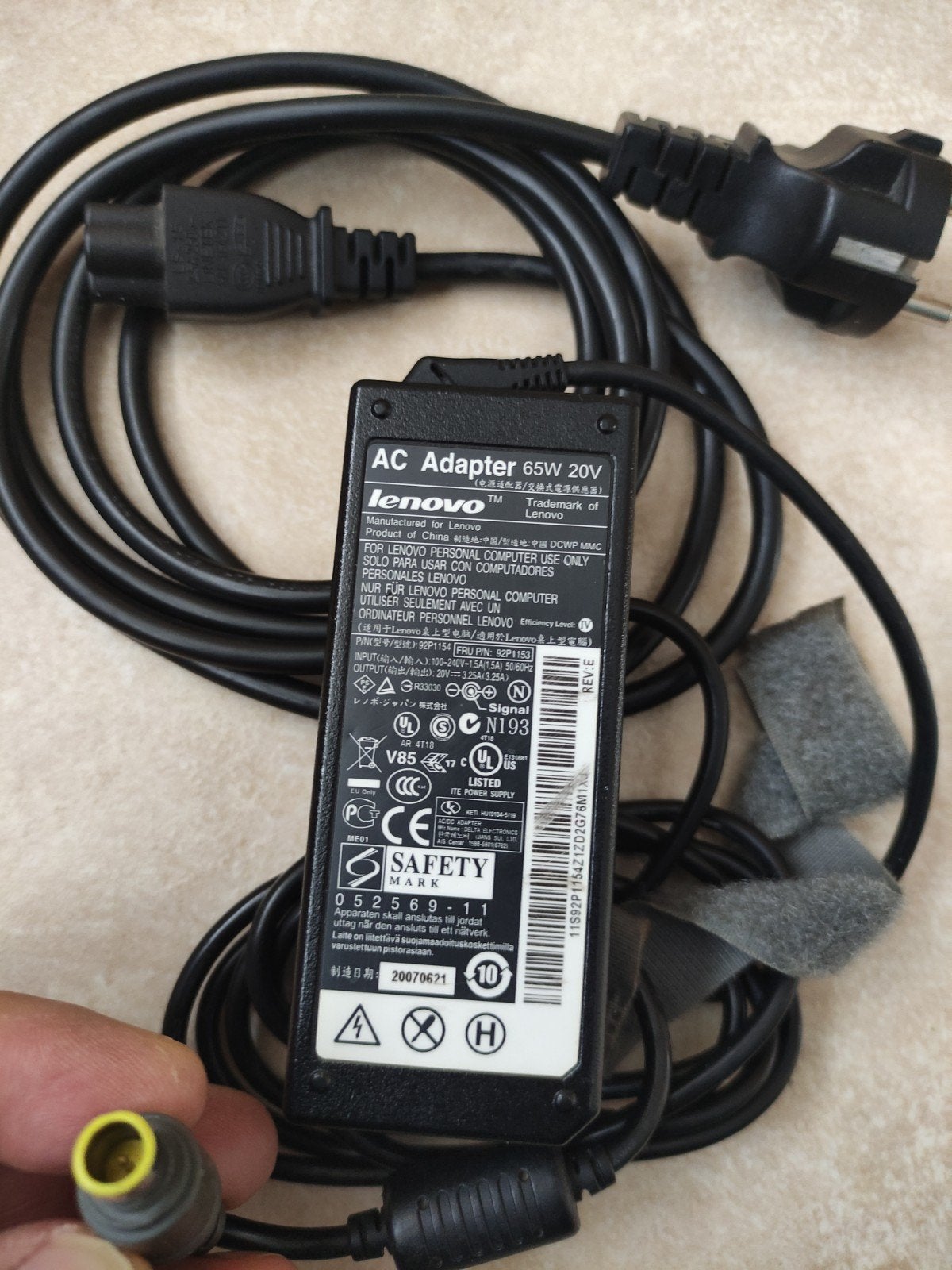 Lenovo AC Adapter 65W 20V - Oplader voor laptop, Computers en Software, Ophalen of Verzenden, Gebruikt, Lenovo