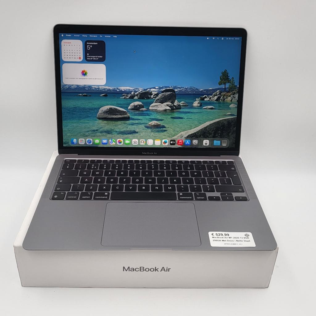 MacBook Air M1 2020 13 8GB 256GB Met Doos | Nette Staat, Computers en Software, Apple Macbooks, Apple, Zo goed als nieuw, Support@apple.com