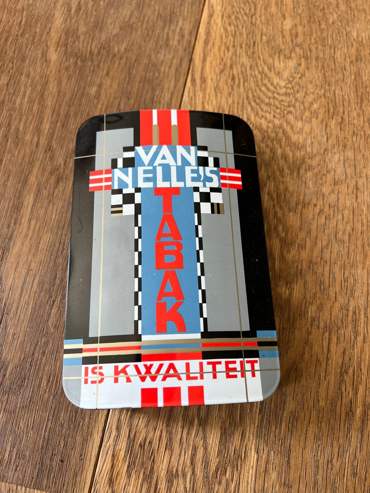 Vintage Van Nelle's Tabak blikje - 'Is Kwaliteit' Art deco, Verzamelen, Blikken, Ophalen of Verzenden, Gebruikt, Overige, Van Nelle
