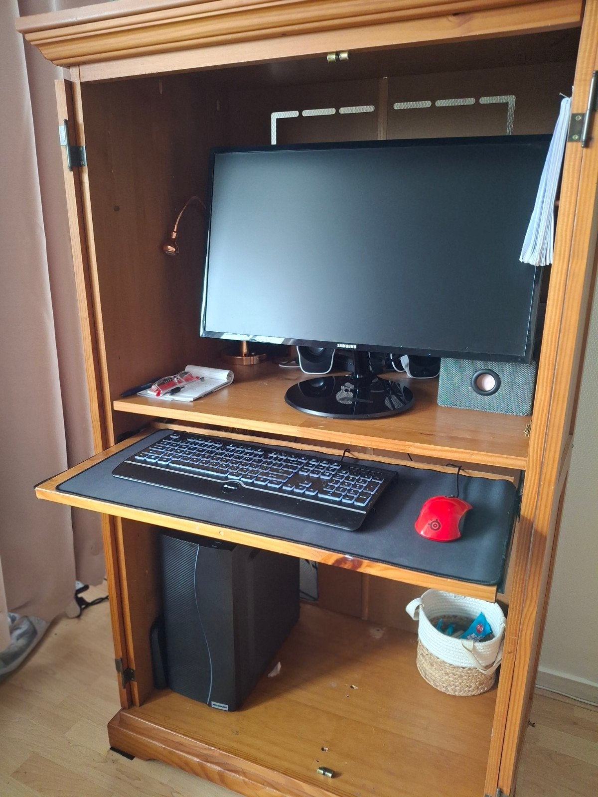 Houten computerkast / secretaire, Ophalen of Verzenden, Gebruikt