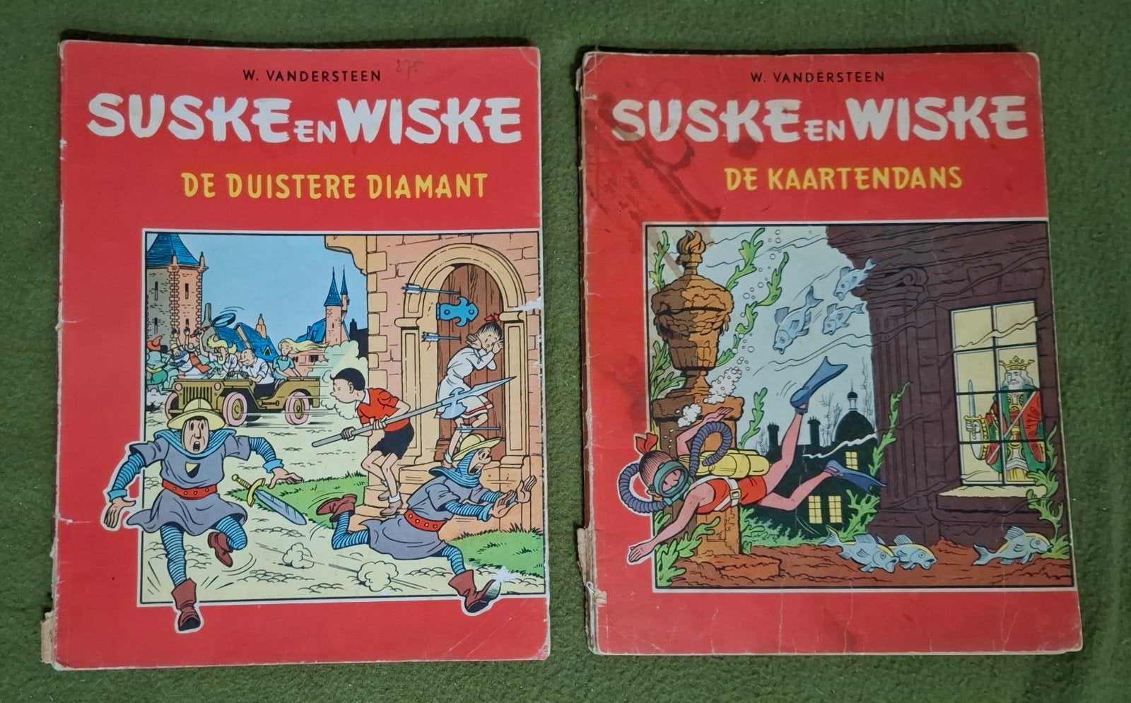 Suske en Wiske De duistere diamant(nr.23)+De kaartendans(35), Boeken, Meerdere stripboeken, Ophalen of Verzenden, Gelezen, Willie Vandersteen