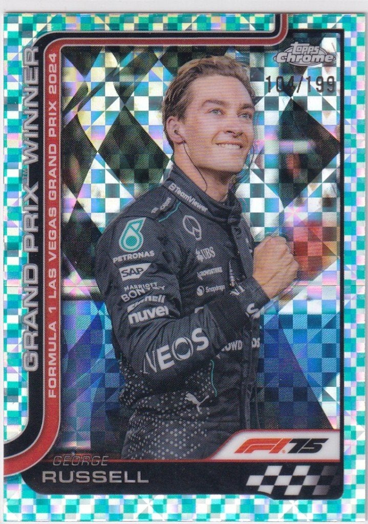 George Russell Aqua Checker Refractor #114 /199, Verzenden, Nieuw, Formule 1