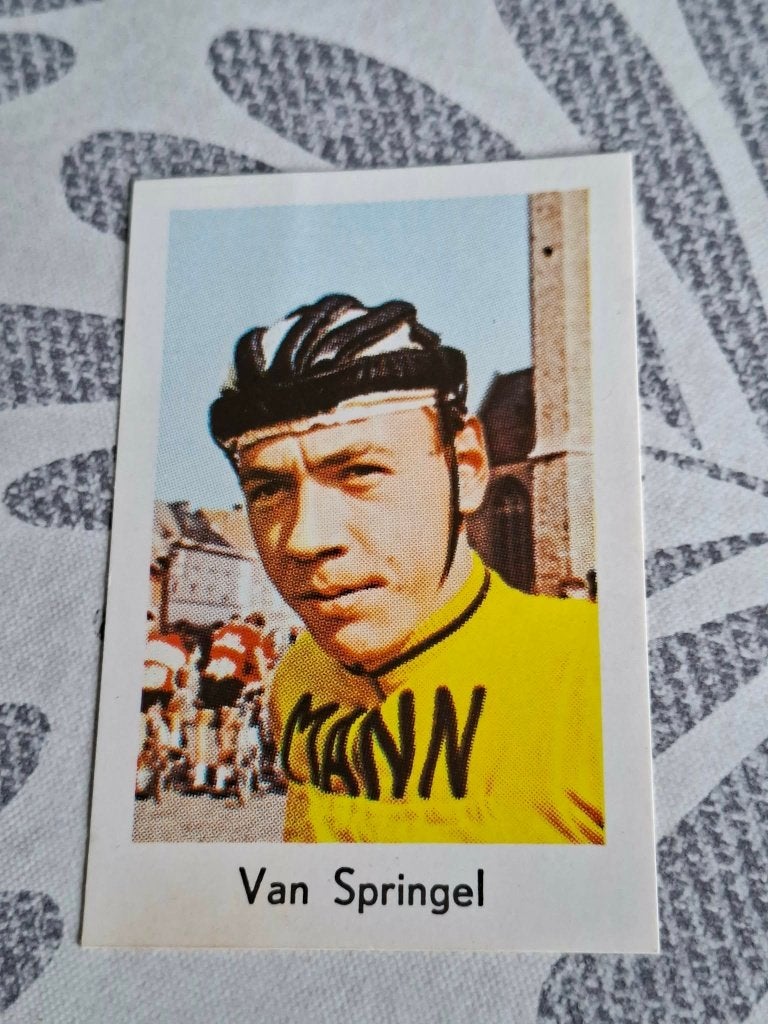Prentje/Chromo : Herman Van Springel / Mann-Grundig, Verzamelen, Sportartikelen en Voetbal, Verzenden, Zo goed als nieuw, Overige sporten