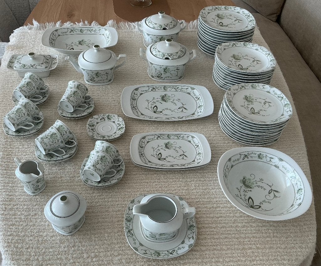Bavaria Servies, groen bloemmotief, Ophalen
