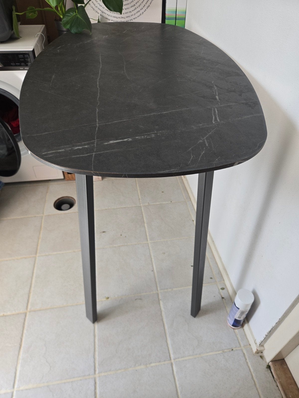 Hoge Tafel met Donker Grijs Blad - 92 cm Hoog, Ophalen, Gebruikt