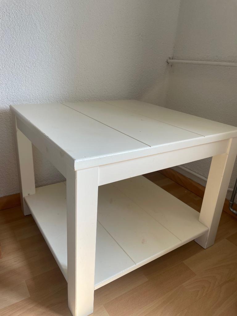 Landelijke salontafel wit, Huis en Inrichting, Tafels | Bijzettafels, Vierkant, 55 tot 75 cm, Hout, Ophalen