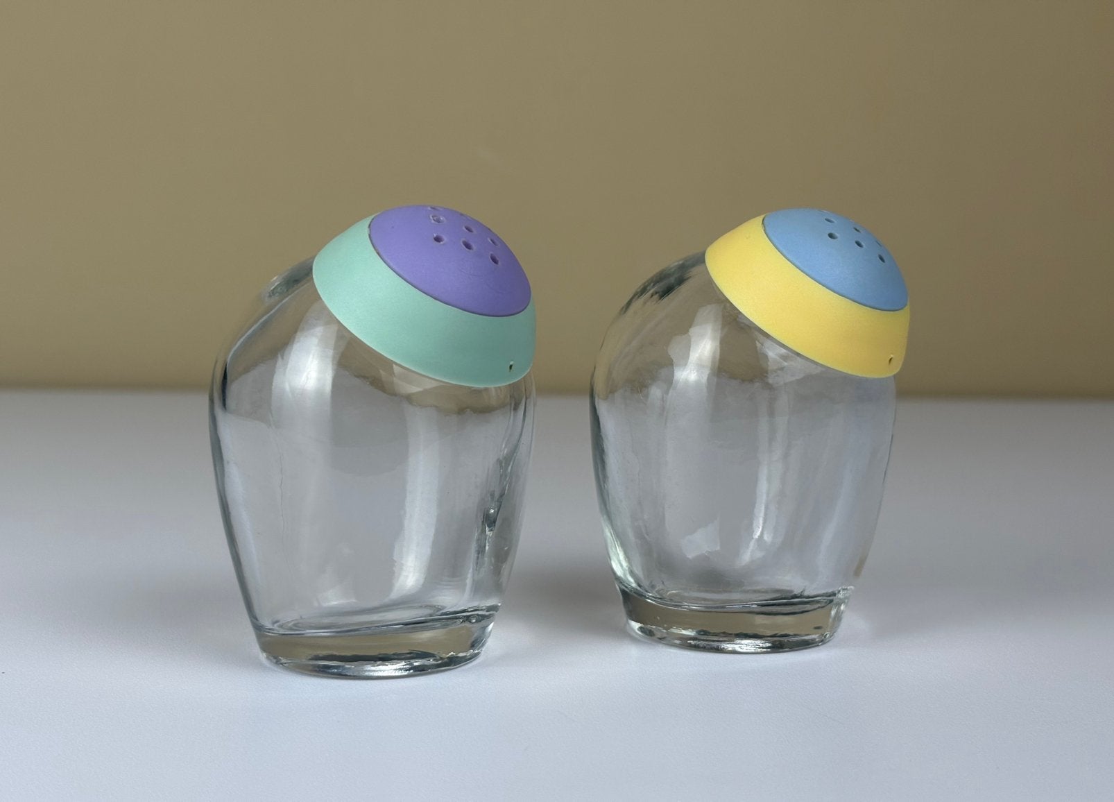 Vintage Stoha Germany glazen peper zout stel pastel kleur, Glas, Ophalen of Verzenden, Overige typen, Gemerkt
