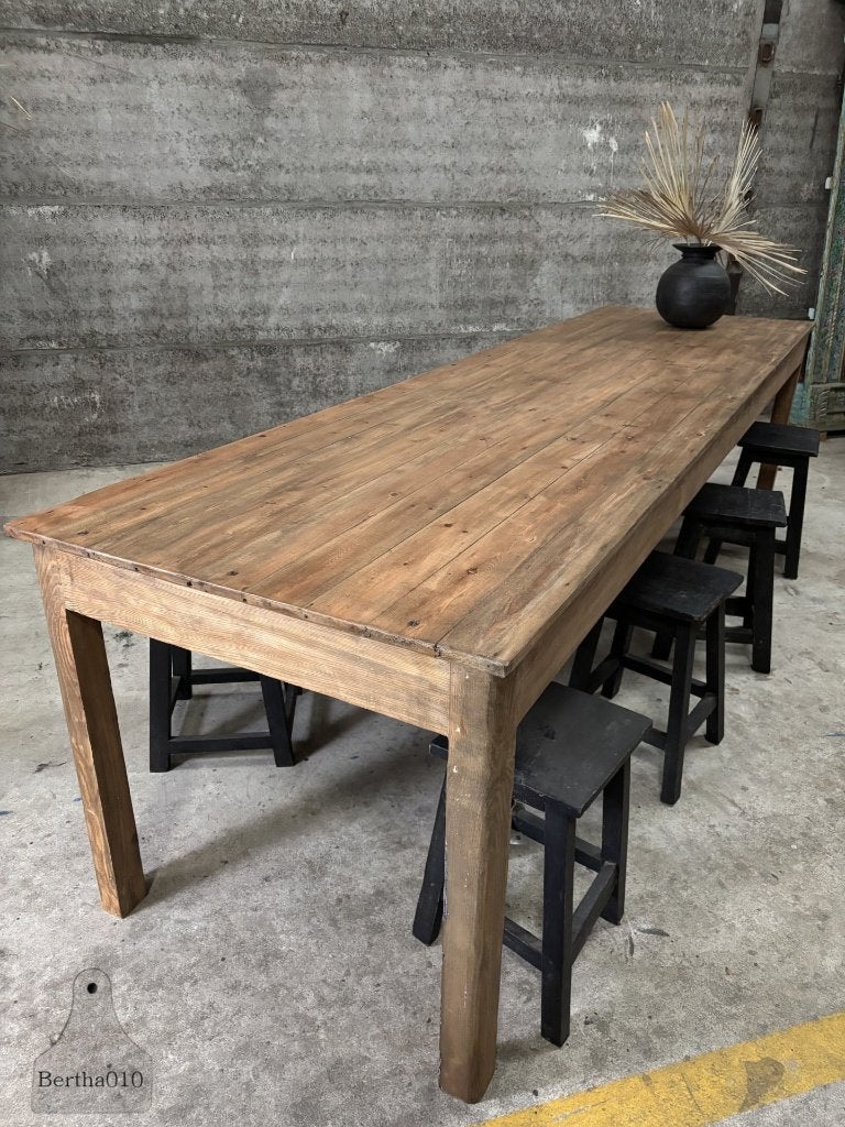 Antieke  boerentafel lengte 300 cm, 200 cm of meer, Zo goed als nieuw, Vijf personen of meer, Boerentafel