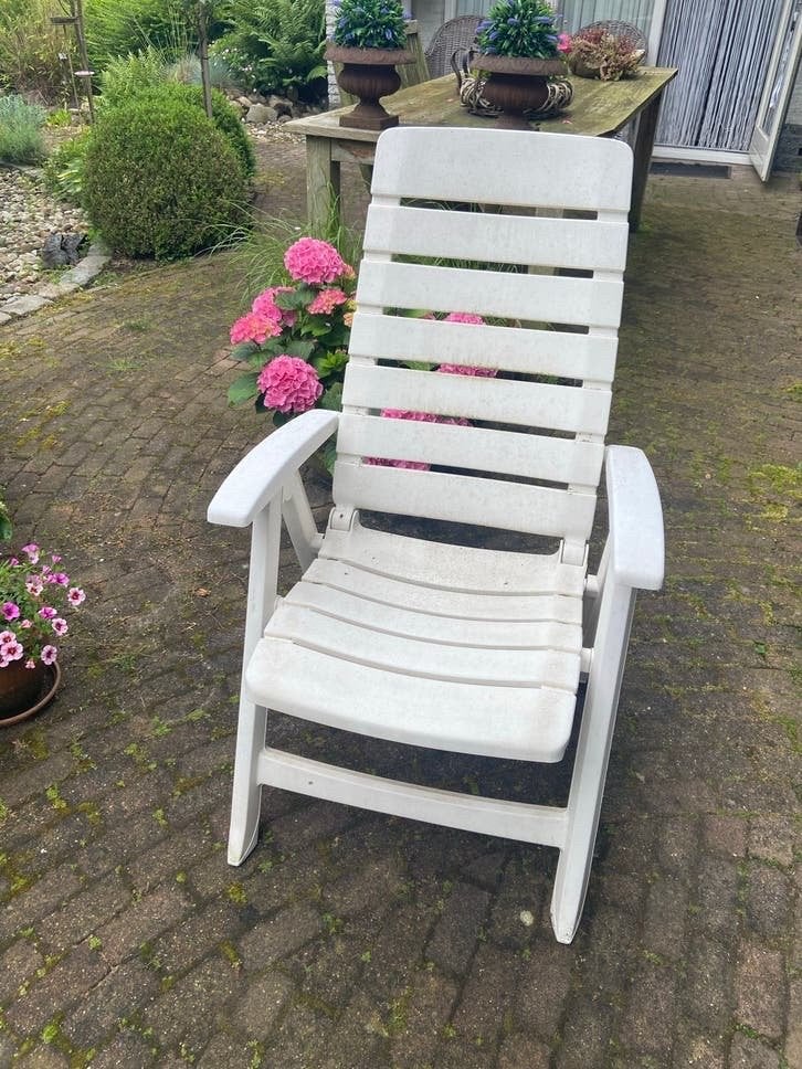 Hartman tuinset: 4 verstelbare stoelen en ovale tafel, Tuin en Terras, Tuinstoelen, Ophalen, Gebruikt, Kunststof, Verstelbaar