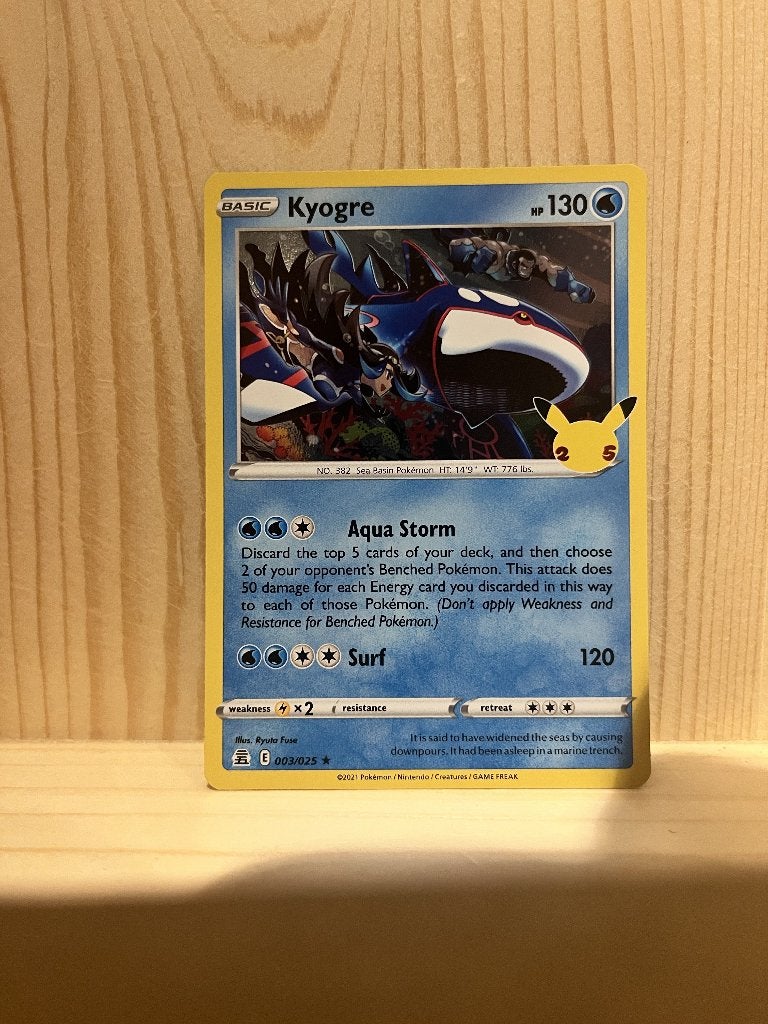 Kyogre #3 Pokemon Celebrations, Ophalen of Verzenden, Zo goed als nieuw, Losse kaart, Foil
