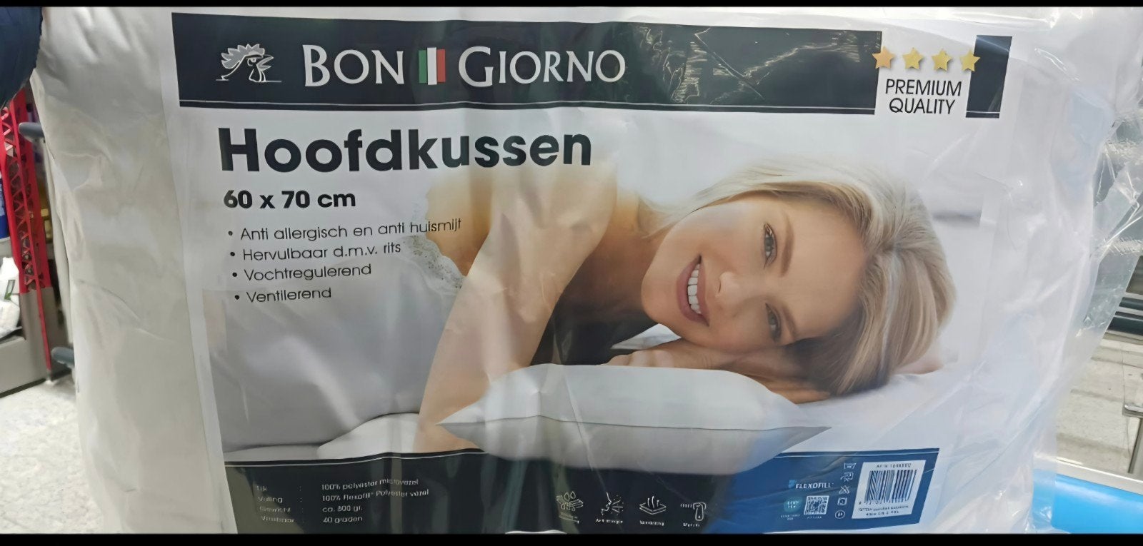 Bon Giorno Hoofdkussen 60x70 cm - Premium Kwaliteit, Overige merken, Jongetje of Meisje, Eenpersoonsbed, Onbekend
