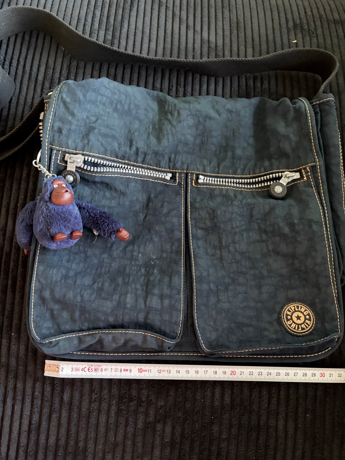 Kipling Schoudertas - Donkerblauw met aapje, Ophalen of Verzenden, Gebruikt, Blauw, Schoudertasje