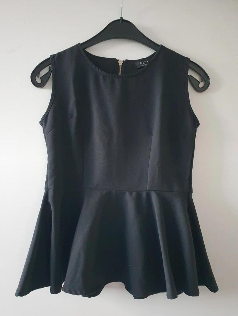 Zwart peplum topje Romwe maat XS/32, Meisje, Romwe, Ophalen of Verzenden, Zo goed als nieuw