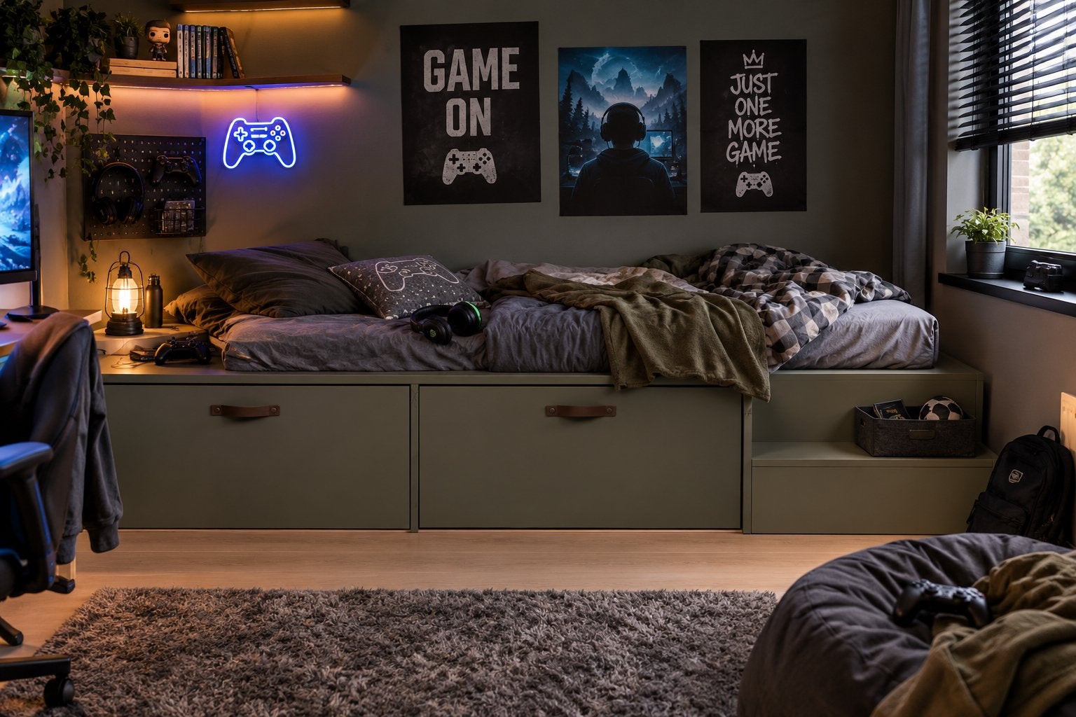 Woood Stage bed met lades en trap - 80x200 cm, Kinderen en Baby's, 85 tot 100 cm, Gebruikt, Ophalen of Verzenden, Matras