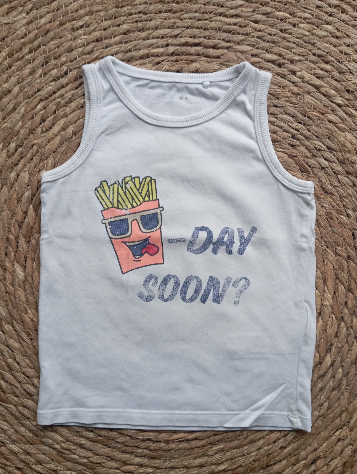 Leuke top maat 92 met frietjes print, Gebruikt, Ophalen of Verzenden, Shirt of Longsleeve, Jongen