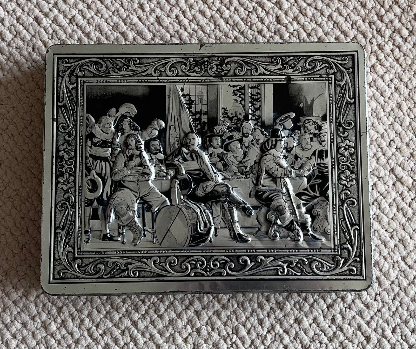 Vintage groot koekblik Patria Amsterdam 30 cm, Ophalen, Gebruikt, Koek(jes)