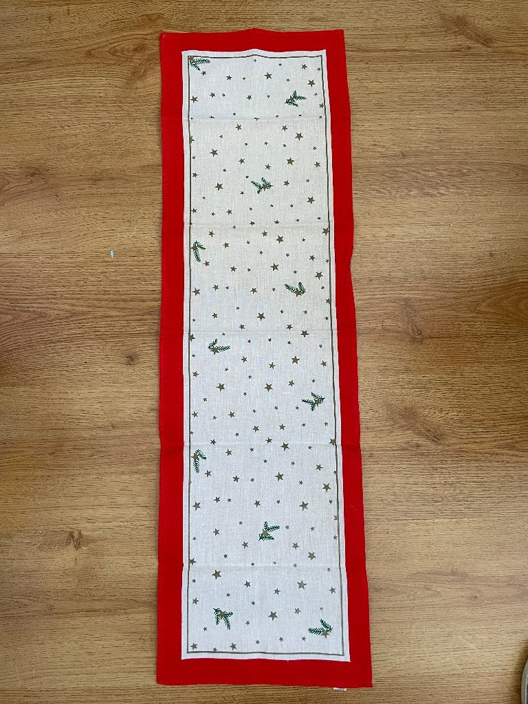 Vintage tafelkleed kerstkleed kersttafelloper 94x28 cm, Diversen, Kerst, Zo goed als nieuw, Ophalen of Verzenden