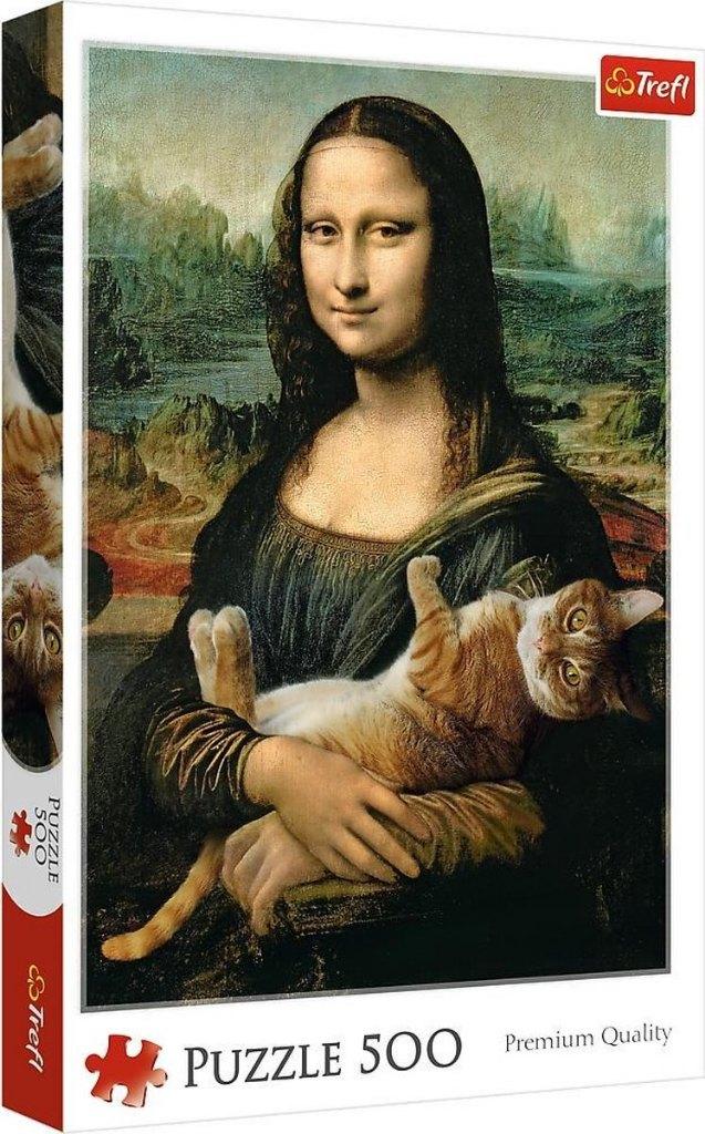 Trefl: Mona Lisa met Kat 500 stukjes, Ophalen of Verzenden, 500 t/m 1500 stukjes, Nieuw, Legpuzzel