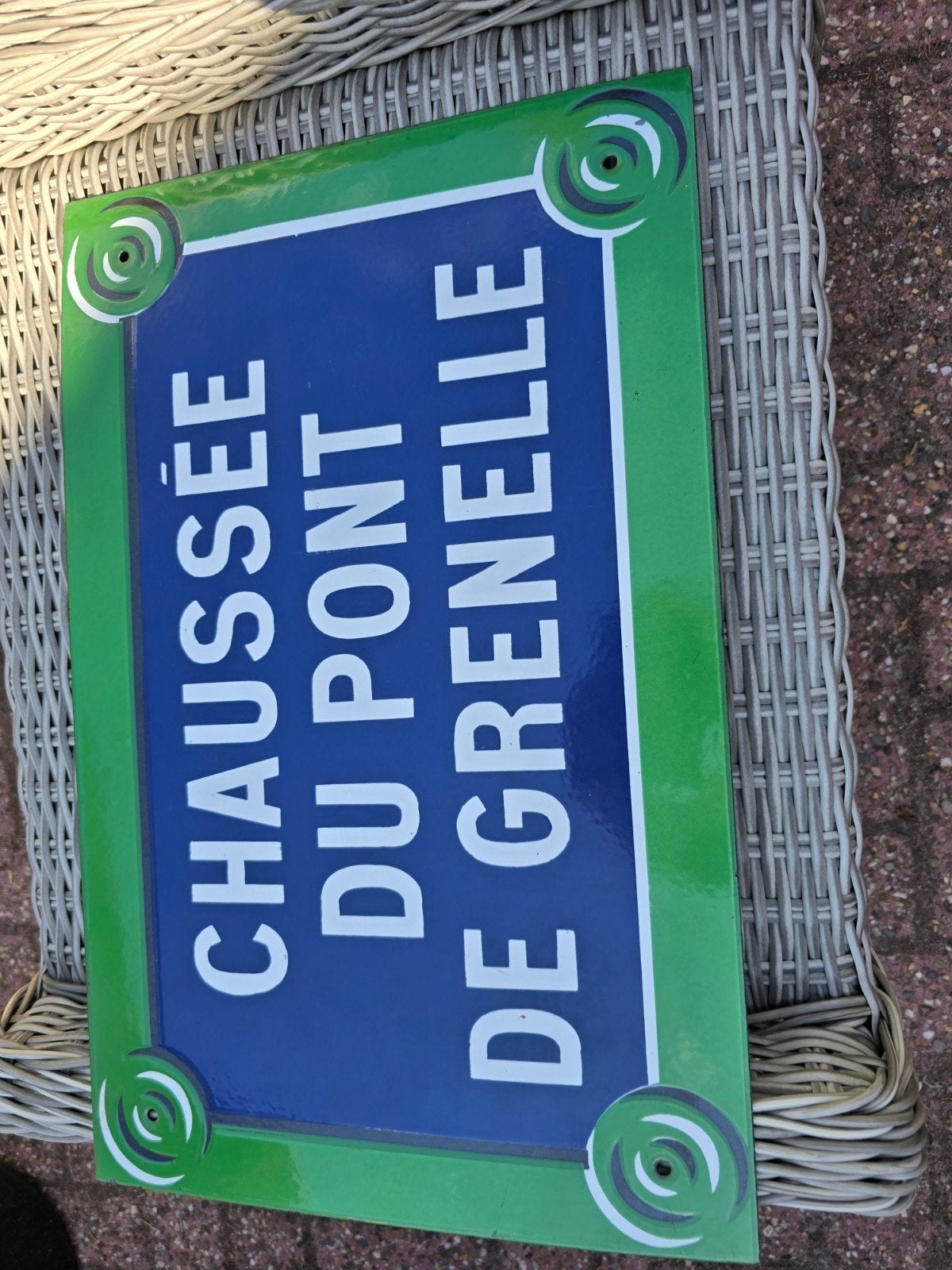 Antiek Emaille Straatnaambord 'Chaussée du Pont de Grenelle', Antiek en Kunst, Ophalen of Verzenden
