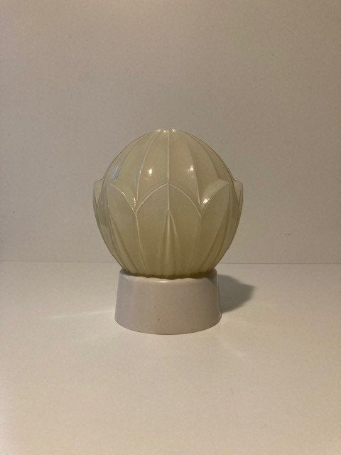 Thabor glazen ArtDeco lamp met bakelieten voet, Beige, Ophalen of Verzenden, Zo goed als nieuw, Plafondlamp
