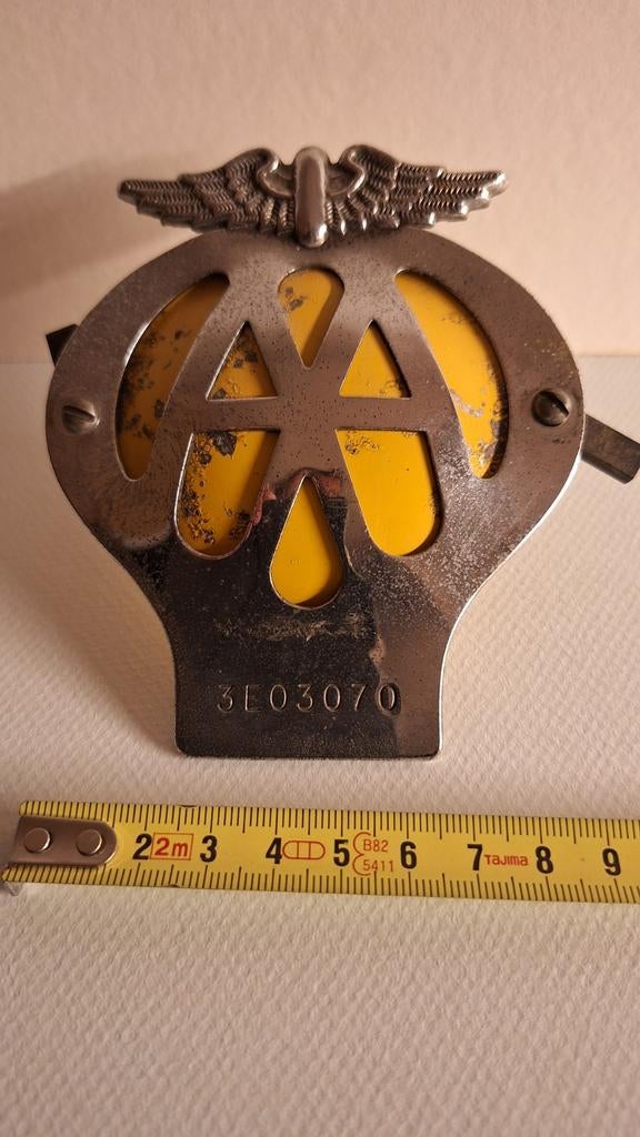 Vintage AA Auto Badge - Klassiek Auto Embleem, Ophalen of Verzenden, Gebruikt