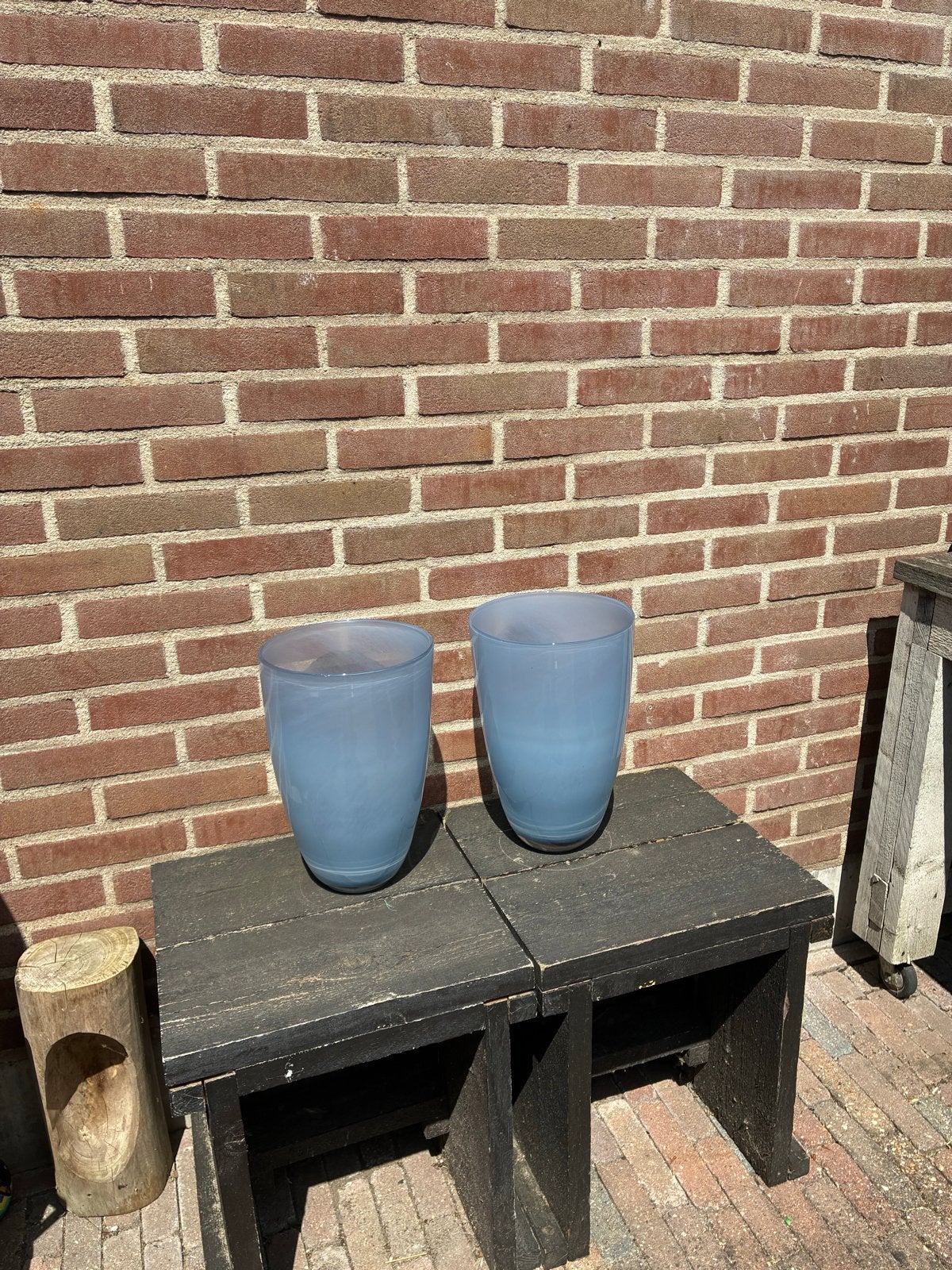Set van 2 Dutz vazen - Blauw glas, Ophalen