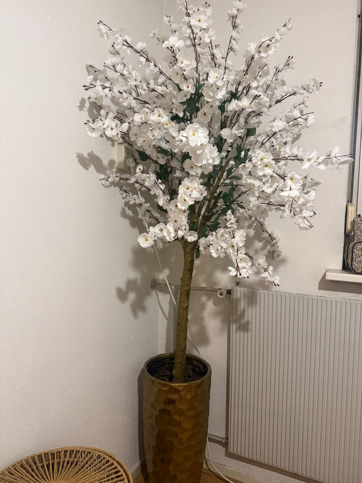 Grote kunstbloesem boom - wit, Ophalen, Binnen, Kunststof, Kunstbloesem