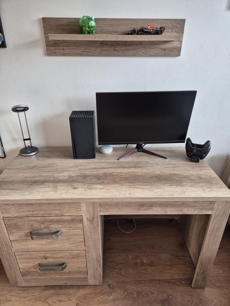 Modern bureau met lades en opbergruimte, Ophalen, Met lades, Gebruikt, Spaanplaat of MDF