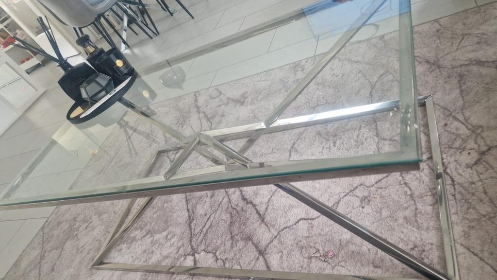 Glazen salontafel, Gebruikt, 100 tot 150 cm, Rond, Glas