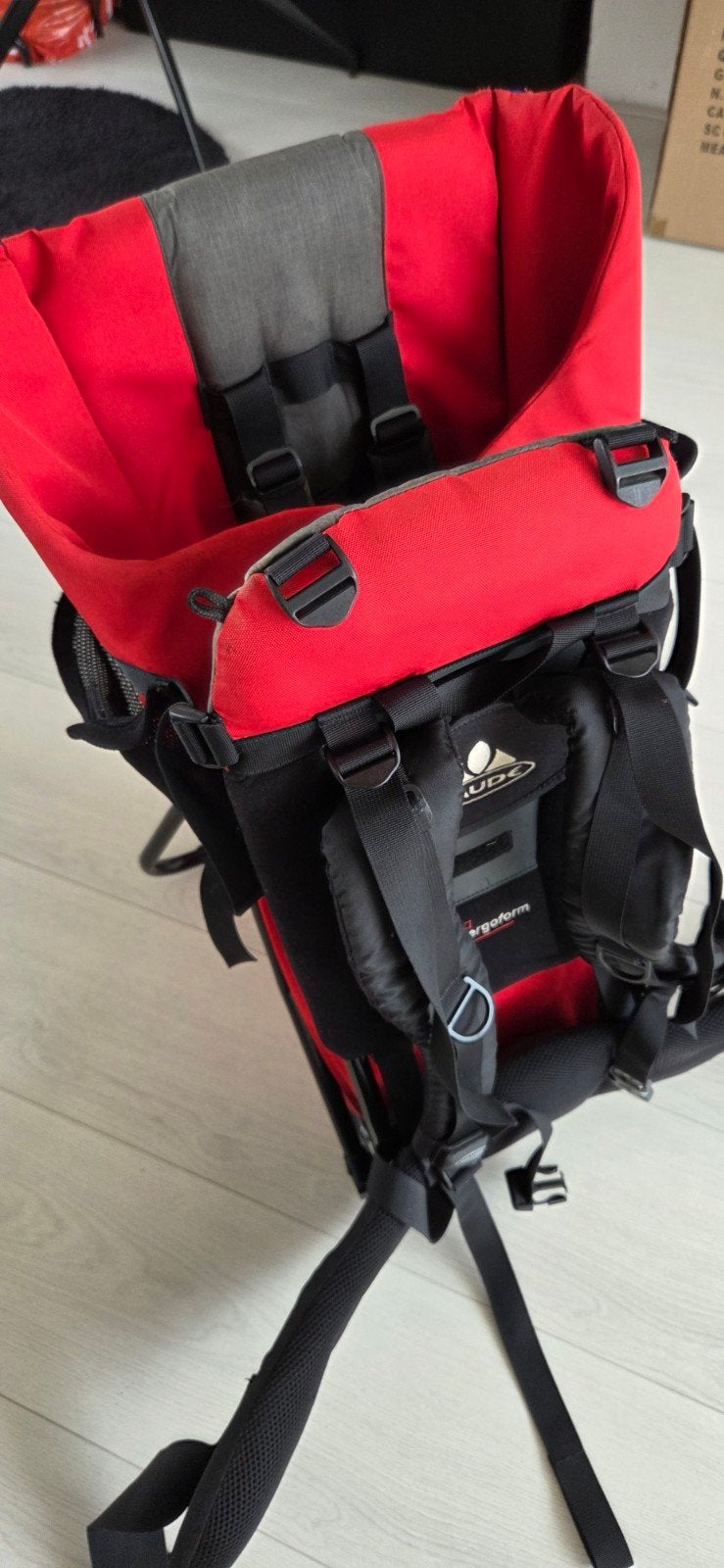 Vaude Kinderdrager met Zonnescherm - Rood, Gebruikt, Overige typen, Rug, Ophalen