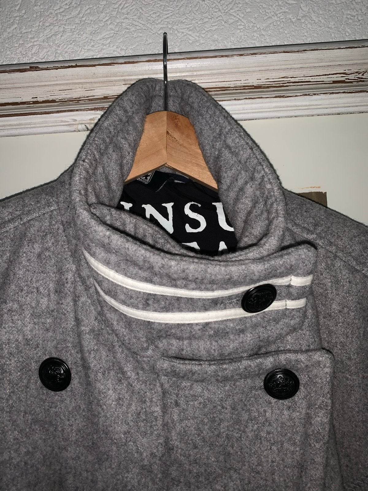 Gaastra wollen jas grijs met strepen - Maat XL, Kleding | Dames, Jassen | Winter, Ophalen of Verzenden, Zo goed als nieuw, Maat 46/48 (XL) of groter