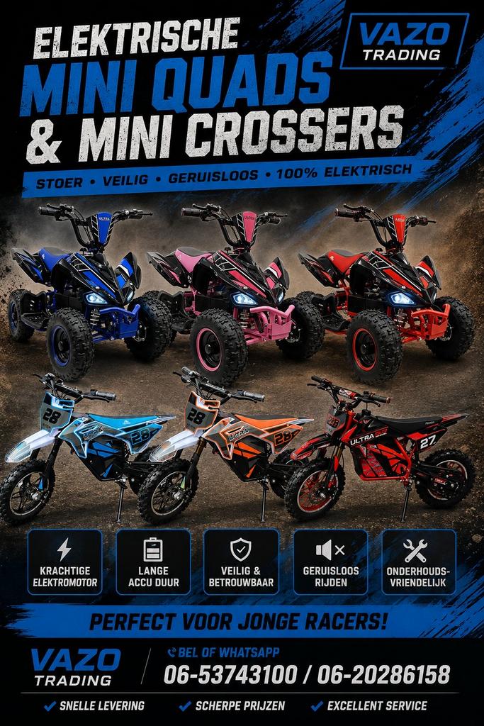 Elektrische Mini Quads & Mini Crossers voor Kinderen, Ophalen, Nieuw