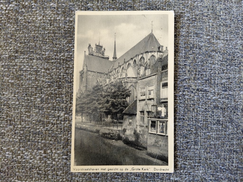 Dordrecht, Voorstraatshaven met Grote Kerk, gelopen, 1956, Verzenden, 1940 tot 1960, Gelopen, Stad of Dorp